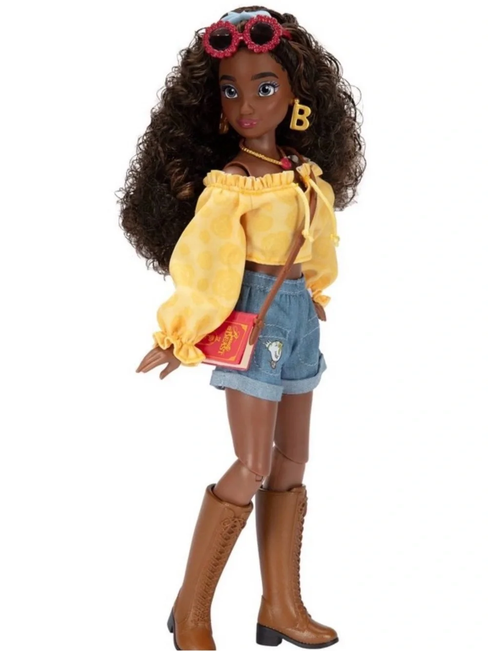 Barbie Fashion Doll in Yellow Off-Shoulder Top and Denim Shorts
